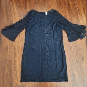 Chico's Navy Long Sleeve Lace Dress